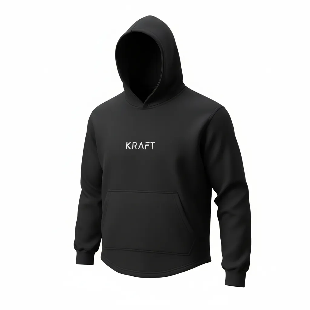 KRAFT Signature Core Hoodie – Deep Black